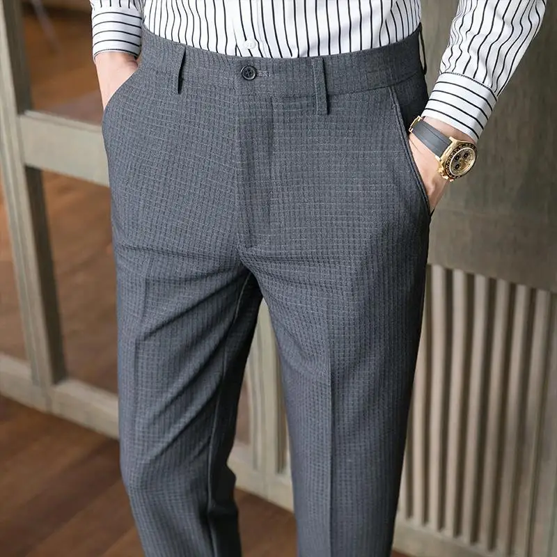 Тенденцията на мъжката мода 2023 година, Ежедневни панталони за почивка, мъжки приталенные панталони за социален бизнес костюм, Свободни официални обикновена панталони H08