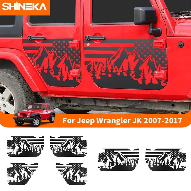 Етикети към страничната врата на колата SHINEKA за Jeep Wrangler JK 2007-2017 за полагане на американското Стикери от фолио PVC Декорация Автоаксесоари