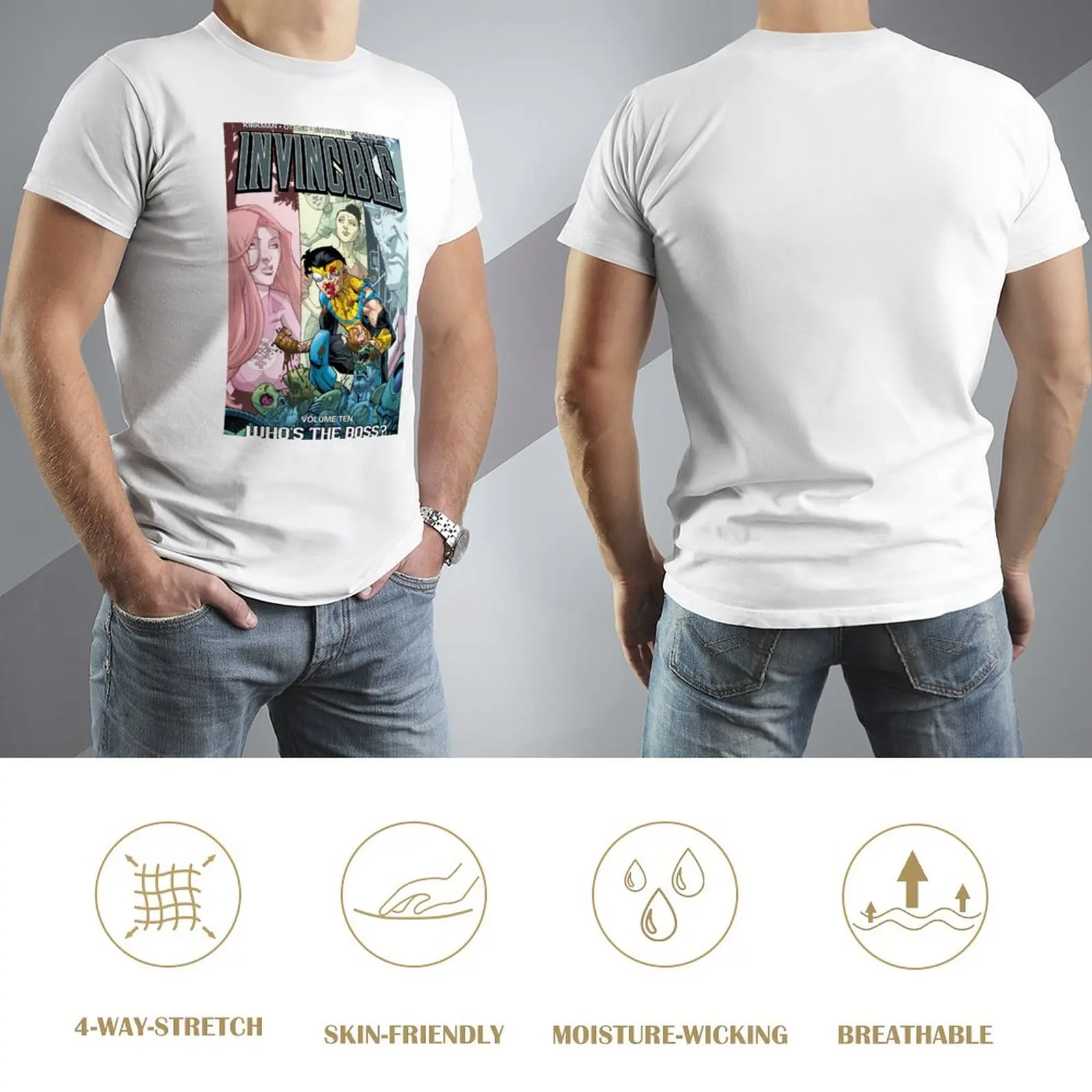 Тениска с образа на непобедим с къс ръкав, графични тениски, реколта дрехи, тениски големи и високи размери за мъже