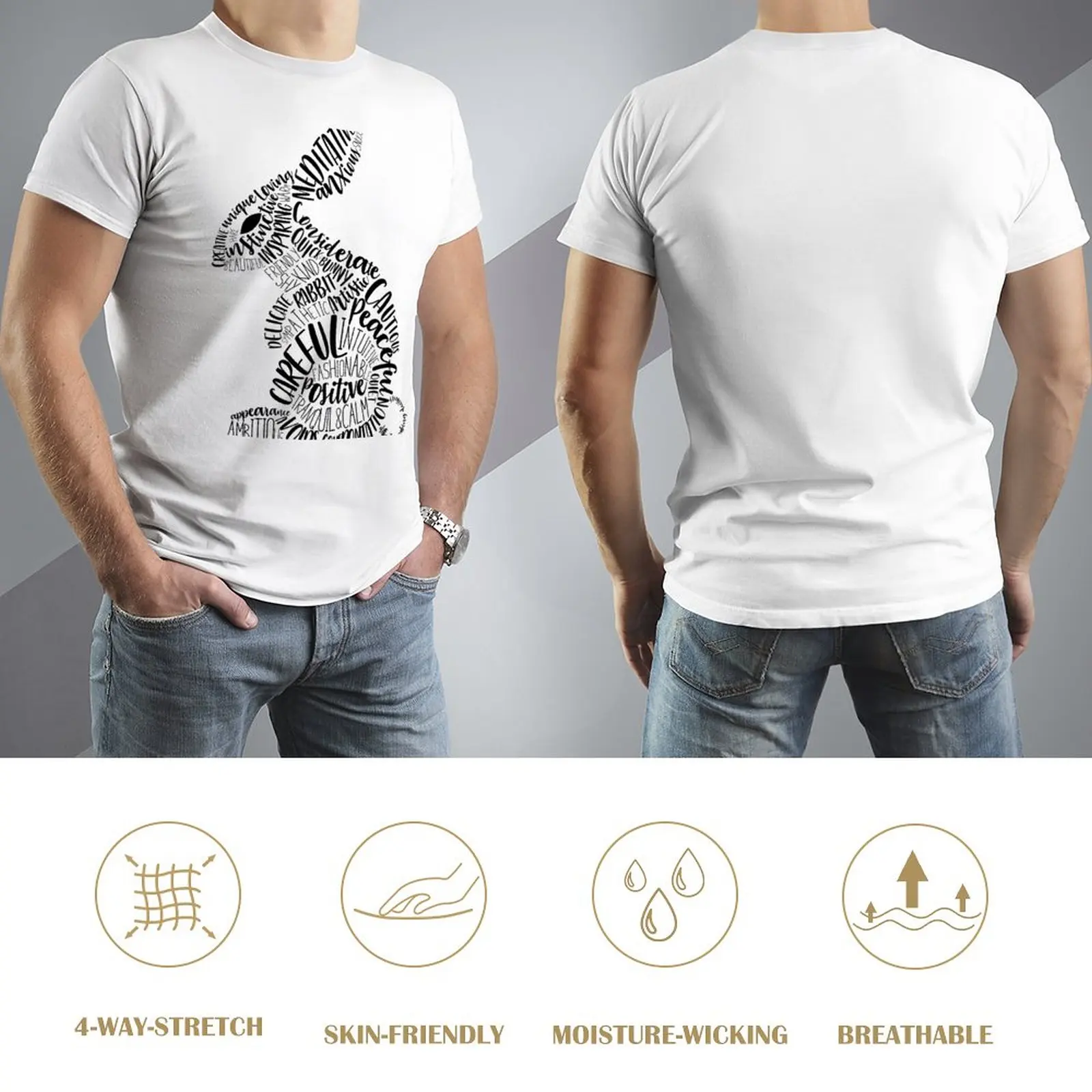 Тениска Black Rabbit Spirit Животните, бързосъхнеща тениска бързосъхнеща тениска, тениски за мъже с тежко тегло