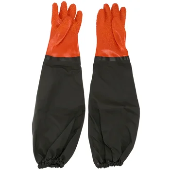 1 чифт непромокаеми ръкавици за риболов, Износоустойчиви градински работни ръкавици, Черен, оранжев