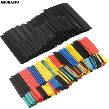 127шт / 328шт Комплекти за автомобилни електрически кабелни тръби Свиване тръба с обвивка за тръби от Различни размери 8 на смесени цветове
