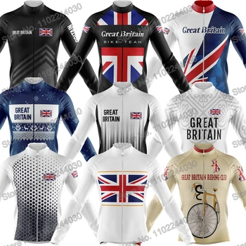2023 Великобритания Велосипедна дрехи Зимни Велосипедна Майк Мъжка Риза за пътят мотори С дълги ръкави Велосипедна риза МТБ Майо