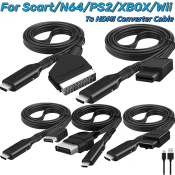 30шт 1 М, Scart, PS2 XBOX Wii NGC SNES N64 КЪМ HDMI Кабел Конвертор за PS2 към HDTV Дисплей Монитор Линия Конвертиране на Аудио и Видео Адаптер
