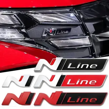 3D Букви N N Line Моделът Преден Багажник Емблемата на Иконата Стикер Стикер за Elantra Veloster Sonata Tucson i30 40