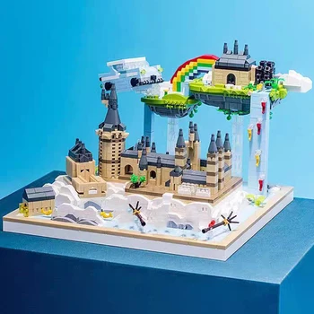 3D модел САМ Диамантени блокове Тухли Сграда на Световната архитектура Магически Училище Заключване Дъгата Остров Водопад Автомобилна Играчка за деца