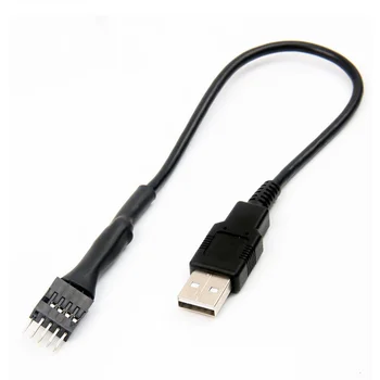 9-пинов конектор за свързване към външна дънна платка на КОМПЮТЪР с конектор USB A Вътрешен удлинительный кабел за предаване на данни на 20 см