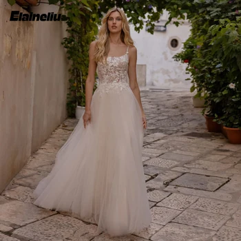 ELAINELIU Приказка Illusion 2024 Сватбена рокля за жени с изрези и апликации, Сшитое по поръчка, Вечерна рокля Сватба голям размер
