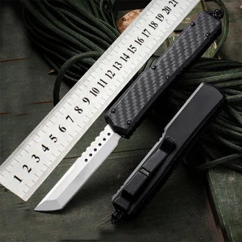 Micro OTF Tech Тактически Ножове D2 Стоманен Нож От Въглеродни Влакна T6061 авиационна алуминиева Дръжка Открит Къмпинг Ловен Нож За Оцеляване