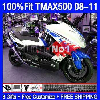 OEM T-MAX500 За YAMAHA MAX500 MAX 500 TMAX500 08 09 10 11 170MC.113 MAX-500 TMAX XP500 2008 2009 2010 2011 Обтекател Бял син
