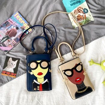 Дамски новост, чанти през рамо Lady Face, чантата е от изкуствена кожа, чанти-чанти за жени, модно бижу