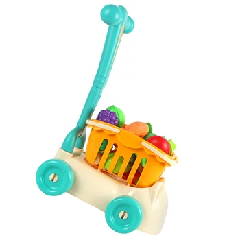 Детска количка, играчка, Кошница за пазаруване, Плодове и зеленчуци, определени от 15 теми за деца, детска количка, Играчка за момчета, камион, пластмасов бебе, Бебе