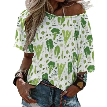Зелено! (Зелено-зелено! ) Дамски тениски с деколте във формата на листа на лотос Happy Garden, прекрасни елегантни блузи, тениски с дълъг ръкав, ежедневни тениски