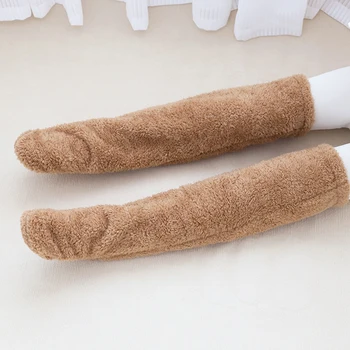 Зимните пухкави чорапи-чехли, дебели пухкави чорапи, плюшени чорапи за защита на коленете, плюшени чорапи-чехли за домашно сън