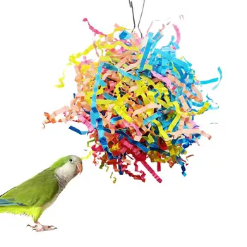 Играчка-папагал играчка за забавление на птици, Пъстър набор от играчки за дъвчене птици от гофрирана хартия, Подвесная клетка, аксесоари за папагали за птици