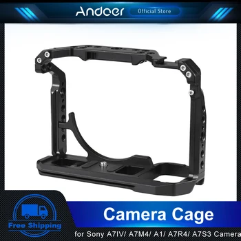 Клетка за камера Andoer за Видеокамери Sony A7IV/A7M4/A1/A7R4/A7S3 От алуминиева Сплав със Студена Башмаком и дупки за винтове 1/4 инча