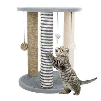 Когтеточка-кулата с 3 рафтове, 2 насестами с мокет, когтеточки от сизалевой въже за домашни котки, подвесная мишката и играчки от (Gra