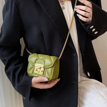 Корейски мини-женствена чанта през рамо с едно рамо, просто по-голяма чанта за ключове с червило, Малка квадратна чанта за пазаруване.