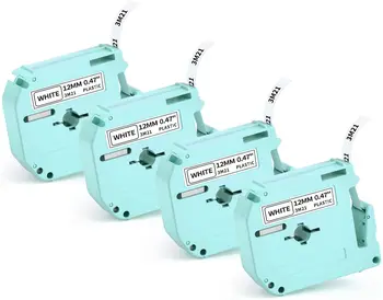Лента за етикети Vixic 3M21, Съвместими за Brother P-Touch M Tape M231 MK231 PT-M95 PT-90 PT-70 PT-PT 65-85 12 мм, Черно-бял, 4 бр.