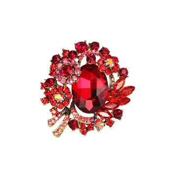 Марка WEIMANJINGDIAN Червени кристали и кристални, модни цветни брошки, игли, Сватбен букет, украса за парти