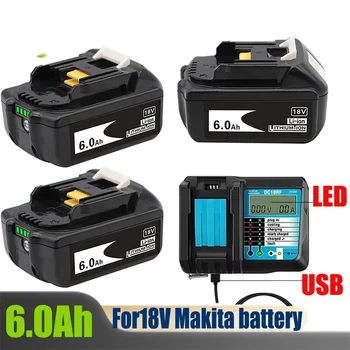Най-новият батерия BL1830 18V 6000mAh и зарядно устройство за Makita 18V Акумулаторна батерия BL1840 BL1850 BL1860 BL1860B Инструменти