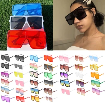 Неподвластные време Реколта Правоъгълни слънчеви очила Overszied за жени и мъже, търговия на Едро партии, слънчеви очила за летни пътувания, големи квадратни слънчеви очила