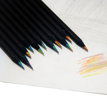 Оптимистичните цветни пастели 6 цвята в Дъгата 1 молив за деца и възрастни, Арт фигура с Дървен цветен молив Многоцветен молив