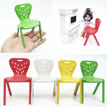 Реалистична форма за мини-стола, куклена къща, без подлакътници, стол-паун, който поддържа устойчива на износване пластмаса миниатюрен стол