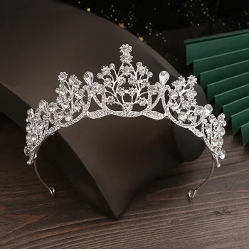 Романтичната короната на принцеси за момичета, Диадема с ръчно изработени с кристали, Перлена превръзка на главата за рожден Ден, Аксесоари за сватбени партита, Бижута, Подаръци