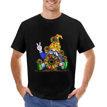 Слънчоглед джудже Цветни забавни тениски с джуджетата-хипи, потници в големи размери, реколта мъжки дрехи