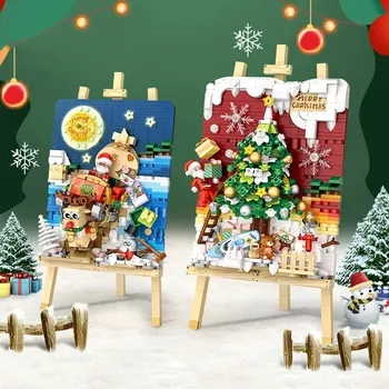 Строителни блокове, Шейна, Коледно дърво, Стереоскопичен украса, Уникален подарък за Хелоуин, Деня на Благодарността, Коледа подарък за приятел