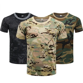 Тактически тениски Мъжки Дишащи Улични Военни Тениска Бързосъхнеща тениска с къс ръкав За разходки Армията бойна Мъжки дрехи