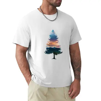 Тениска с изображение на смърч и животни за момчета, бързо съхнещи плътно прилепнали тениски за мъже