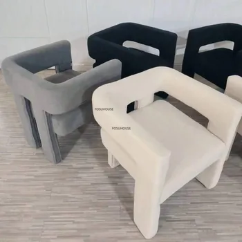 Трапезария стол от скандинавски вълнен за домашна кухненски мебели, столове с възможност за сгъване на облегалката, Креативни дизайнерски хотелски столове с облегалка