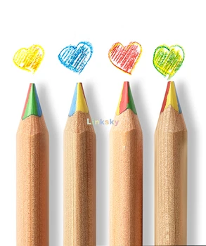 Цветен молив LYRA 4-color Giant Super Jumbo с покритие от естествено дърво, всеки молив има многоцветен грифель, детски почерк